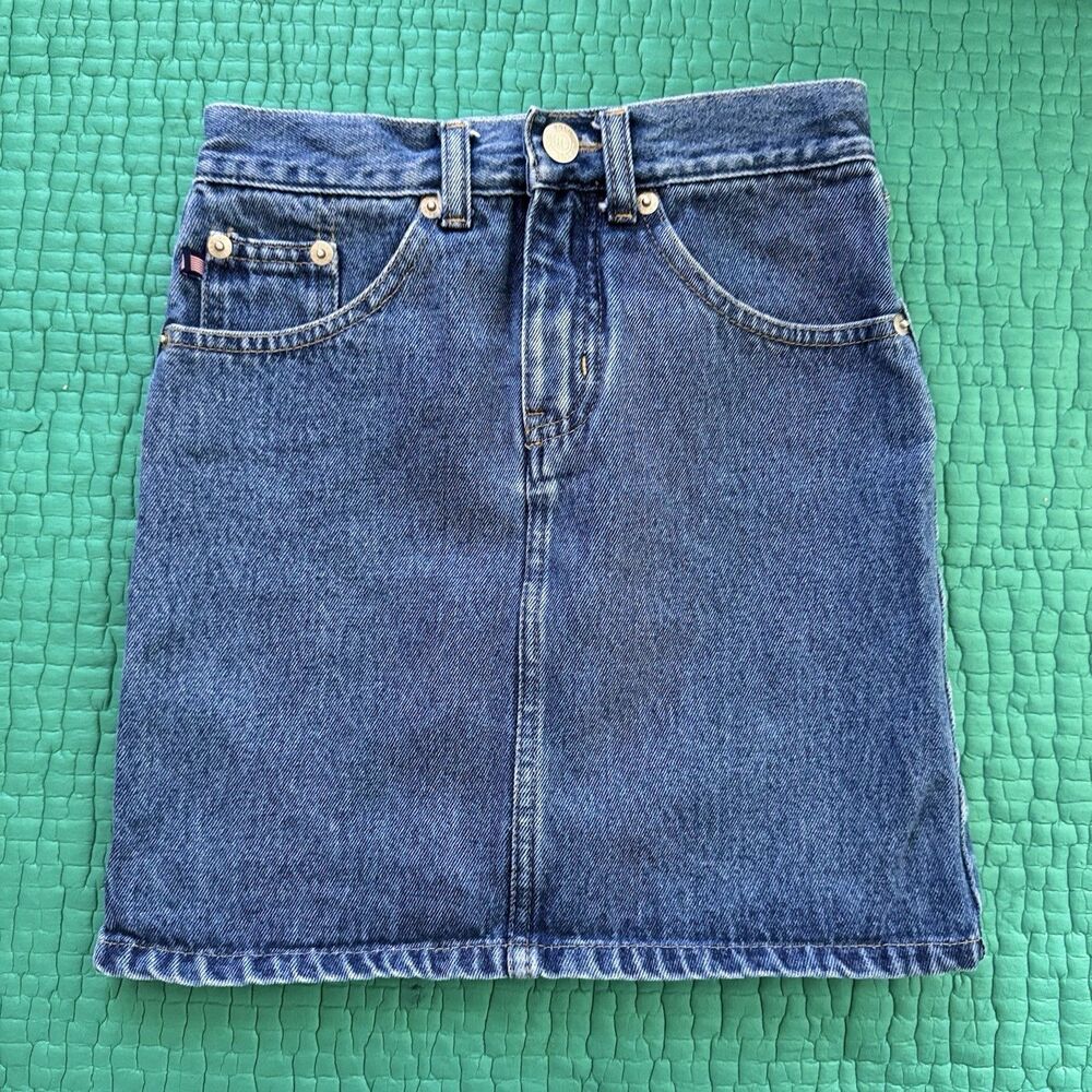 Polo Jeans Co. Ralph Lauren Girls Blue Denim Mini Skirt Sz 7 Summer Classic EUC